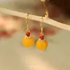 "San Chun Nuan" Óleo de Frango Âmbar Amarelo Prata 925 Brincos Femininos Estilo Antigo Hanfu Presente Brincos de Âmbar