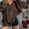 Sudadera Suelta con Cuello Camisero con Estampado de Leopardo para Mujer, Nueva Colección Otoño/Invierno 2026, Europea y Americana, Transfronteriza, Amazon