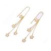 Fio de ouvido com franja estrelada de ouro de areia do Vietnã, latão banhado a ouro, estrela de cinco pontas longa, fio de ouvido de moda feminina, joia de ouvido