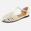 Sandalias Retro de Punta Redonda para Mujer, Nueva Moda de Verano Zapatos Tipo Zueco Romano Tejidos de Tacón Grueso E2038-2