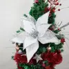 Decoración Navideña Flor Navideña Hueca 37cm Centro de Mesa para Centro Comercial Boda Malla Brillante Flor Artificial Venta al por Mayor