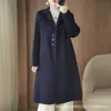 Abrigo de Lana 100% Estilo Lujo Ligero y Elegante, Largo con Tres Botones y Solapa, Abrigo de Lana Versátil y Elegante de Color Sólido