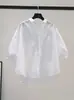 Camisa casual de manga corta para mujer, estilo fresco y artístico, nuevo modelo de verano 2026, se puede usar como capa exterior, top versátil y elegante