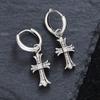 Accesorios Populares Transfronterizos, Aretes de Cruz de Alta Gama con Incrustaciones de Diamantes, Personalidad Femenina, Estilo Cool, Aretes Nicho y Venta al por Mayor de Aretes