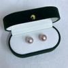 Joyas de Julio Oro 18k Perla Edison Morada Natural de Agua Dulce 9-11 Aguja de Plata Aretes de Pin Redondos Zhuji Enviar