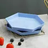 Prato Criativo para Ossos Hexagonal de Palha de Trigo Prato de Frutas Plástico Doméstico Prato de Lanches Prato de Jantar Infantil