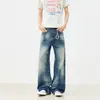 Jeans Retro Americano High Street, Corte Reto Solto, Comprimento no Tornozelo, Estilo Casual Tendência Novo, Jeans Unissex Outono e Inverno
