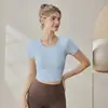 Roupas de Yoga para Mulheres 2026 Verão Novo Slim-Fit Gola Redonda Manga Curta Camiseta Esportes Ar Livre Pilates Fitness Roupas Top