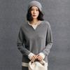 2025 Nuevo Otoño e Invierno Cachemira Falso Dos Piezas para Mujer Cuello Redondo en V Suelto Suéter Empalme Base Tejido