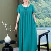 Verão Meia-idade e Idosas Camisola de Algodão Seda Engordando plus size Solta Mãe Casual Manga Curta Roupa de Casa vestido