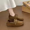 Mocassins Plataforma Estilo Old Money Retrô para Mulheres Outono 2026 Versátil Confortável Slip-on com Fivela Mules
