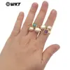 Anel Feminino Ajustável Mpr160 Pérola Natural de Água Doce Pedra Colorida Banhado a Ouro 18K, Hot-Selling de Exportação
