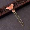 Pente de Cabelo Borboleta Estilo Antigo Dinastia Han Azul Queimado Tremor da Primavera Novo Acessório de Cabelo Feito à Mão Dinastia Ming Estilo Tang Adereço de Cabeça para Traje Antigo