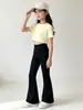 Calça Boca de Sino Infantil para Meninas, Calça Longa Justa, Calça Esportiva para Meninas, Calça de Agasalho para Crianças Maiores, Calça de Lã para Outono e Inverno Atacado