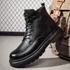 Botas Martin de otoño para hombre, botas casuales de piel de vaca de primera capa para hombre, forradas de felpa para abrigar, botas de alta gama de cuero genuino de moda para hombre