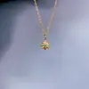 Moda Europeia e Americana Retrô Colar de Aço Inoxidável Ouro 18K Turquesa Azul Estrela de Oito Pontas Colar de Corrente Colar Popular Feminino