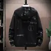 Chaqueta con capucha estampada de moda para hombre talla grande, abrigo deportivo cortavientos extragrande para primavera y otoño, top ligero