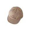Boné infantil de aba macia com visor verão bordado rosto sorridente boné protetor solar infantil chapéu de bebê secagem rápida 1-3 anos chapéu de sol