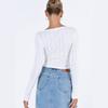 Comércio Exterior Transfronteiriço Nova Moda Sexy Expondo o Abdômen Manga Longa Algodão Tricô Vazado Solto Pijama Feminino Top de Gola Quadrada