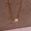 Moda Ins Europea y Americana Elegante Versátil Cadena para Clavícula Joyería para Mujer Cadena Cubana de Acero Inoxidable Colgante de Perla de Agua Dulce Collar