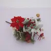 Flor de Pascua Artificial Transfronteriza Hoja de Oreja de Conejo Piña Rama de Navidad Decoración de Escritorio Adornos de Candelabro Decoraciones de Mesa para el Hogar