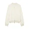 Jaqueta Bomber Interlockada de Manga Longa com Gola Redonda e Costura de Fio Estilo Europeu e Americano Outono e Inverno Nova Jaqueta Casual Solta Slim