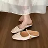 Meias Pantufas Fechadas de Cetim Estilo Coreano para Mulheres, Mules Fechadas da Moda de Verão, Pantufas Frescas Estilo Fada