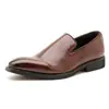 Zapatos de Hombre de Talla Grande Estilo Retro Británico Puntiagudos Brillantes sin Cordones de Tacón Bajo Formales de Cuero para Negocios