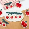 Nuevo Lazo de Tela Terciopelo Rojo Cereza Diadema para Niños Accesorios de Corazón para Niña Encaje Manzana Accesorios para Ropa