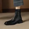 Versión de cuero suave~ Botines altos delgados de punta cuadrada para mujer, estilo francés, nuevos botines Martin de tacón grueso para otoño e invierno 2026