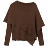 Suéter de punto asimétrico estilo chal para mujer, diseño de principios de otoño, jersey de manga larga sin hombros, corte ajustado, estilo de nicho