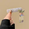Exquisita y Etérea Horquilla Morada de Diamante Completo, Nuevo Estilo Chino Clip Lateral de Mariposa de Cristal con Borla para Recoger el Cabello Suelto, Accesorio para el Cabello Clip Bb