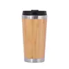 Taza termo de bambú de acero inoxidable 304 transfronteriza personalizada para coche, regalo de negocios portátil, taza recta de bambú con logo