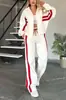 2025 Ropa de Mujer de Comercio Exterior Transfronteriza Europea y Americana para Primavera y Verano Amazon Chaqueta Top de Rayas con Cremallera Traje Deportivo Casual para Mujer