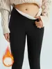 Leggings de terciopelo y engrosados de cintura alta para mujer, pantalones ajustados elásticos cálidos de invierno, pantalones de algodón ajustados que moldean el cuerpo para usar como prenda exterior