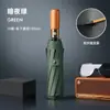 Paraguas al por mayor de 24 varillas totalmente automático con mango de madera para hombre sobredimensionado resistente al viento goma negra protección solar plegable de doble uso para hombres y mujeres