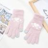 Guantes de invierno cálidos de punto para dedos, moda, lindos, pantalla táctil, dedo completo, doble capa, forro polar, gruesos, nuevos al por mayor