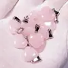 Pendente de Cavalo de Cristal Rosa Amazon Transfronteiriço 16mm Pequeno Coração de Pêssego Presente de Dia dos Namorados Pingente em Forma de Coração de Pedra Natural