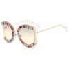 Nueva moda Caja de Metal D casa mismo estilo incrustaciones de diamante preciosas pasarela luz lujo gafas de sol femenina ins celebridad de internet gafas lisas