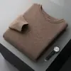 Nuevo Jersey Grueso de Punto Color Sólido Casual Holgado para Hombre, Cuello Redondo, 100% Lana Pura, Calibre 7, Otoño/Invierno
