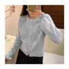 Arco Estilo Ocidental Coreano Cardigan de Malha Suéter Primavera e Outono Nova Roupa Feminina Top Design de Nicho Gola Redonda