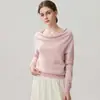 Suéter de cachemira para mujer, estilo francés, corte holgado, mangas murciélago, top de punto liso simple, otros estilos