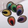 Adesivos de Tecido Bordados de Pena de Pavão Aplique Bordado para Roupas de Performance Adesivos de Tecido com Olho de Pavão Adesivos Decorativos de Pavão da Moda