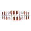 Comércio exterior unhas postiças vermelho marrom cor sólida vestindo pedaço de unha em forma de V leopardo francês pedaço de unha destacável remendo de unha