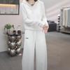 Celebridad de Internet Conjunto Elegante Casual de Primavera y Otoño Nuevo Color Sólido Estilo Simple Dulce Fresco Manga Larga Sudadera Conjunto de Dos Piezas Ropa para Mujer