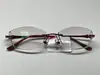 ¡Venta de Liquidación Modelo Antiguo Montagut N101! Gafas de mujer sin montura con corte de diamante, montura tachonada de diamantes y lentes de titanio tintadas