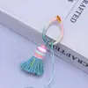 Chaveiro Pingente Anel com Franja de Fio de Algodão Céu Estrelado Pingente de Nó de Diamante Brocado Song Acessório Pingente DIY Artesanal Charme para Bolsa