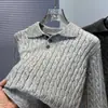 Suéter de punto trenzado para hombre con cuello polo, nuevo estilo Otoño/Invierno 2025, suéter casual holgado de punto grueso