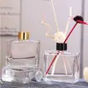 Frasco quadrado plano transparente para aromaterapia, frasco difusor de interior estilo ins, frasco de fragrância de rattan sem chama, frasco difusor de vidro com fundo grosso