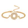Aogu Pulsera Transfronteriza Simple de Lujo Ligero Chapada en Oro de 18K con Zircón 26 Letras Inglesas Pulsera Femenina Nicho Personalizada Hip Hop